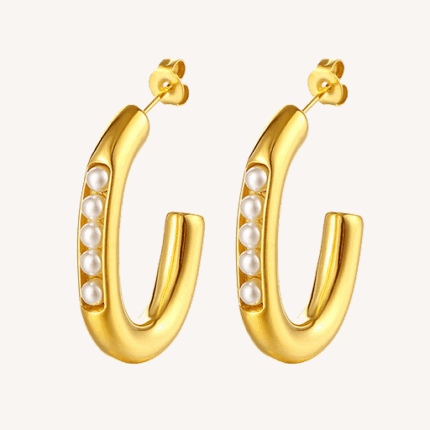 Semi Hoop Pearl Earrings
