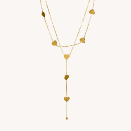 Two-Layered Heart Charm Necklace